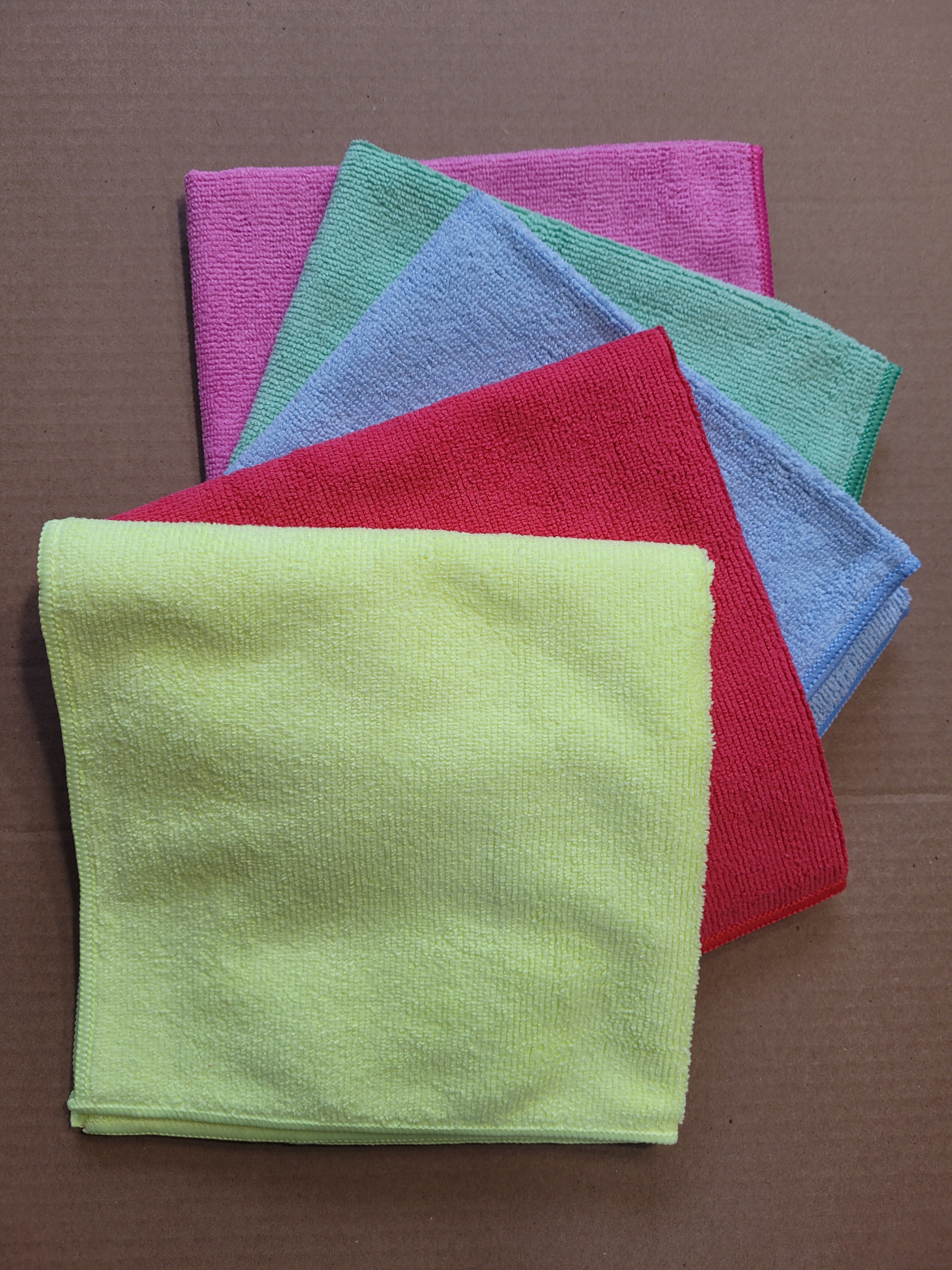 Microfiber Cleaning Towels 16" x 16" - 5 Pack Multi-Colors