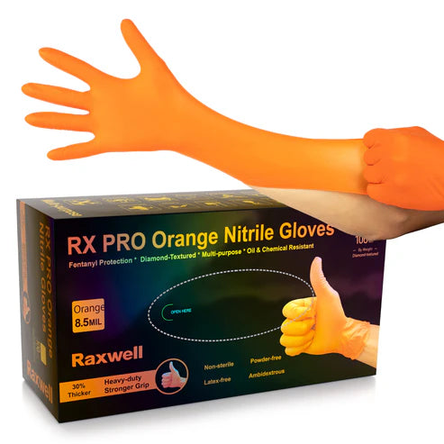 Orange Nitrile Textured Gloves 8.5 mil Thickness